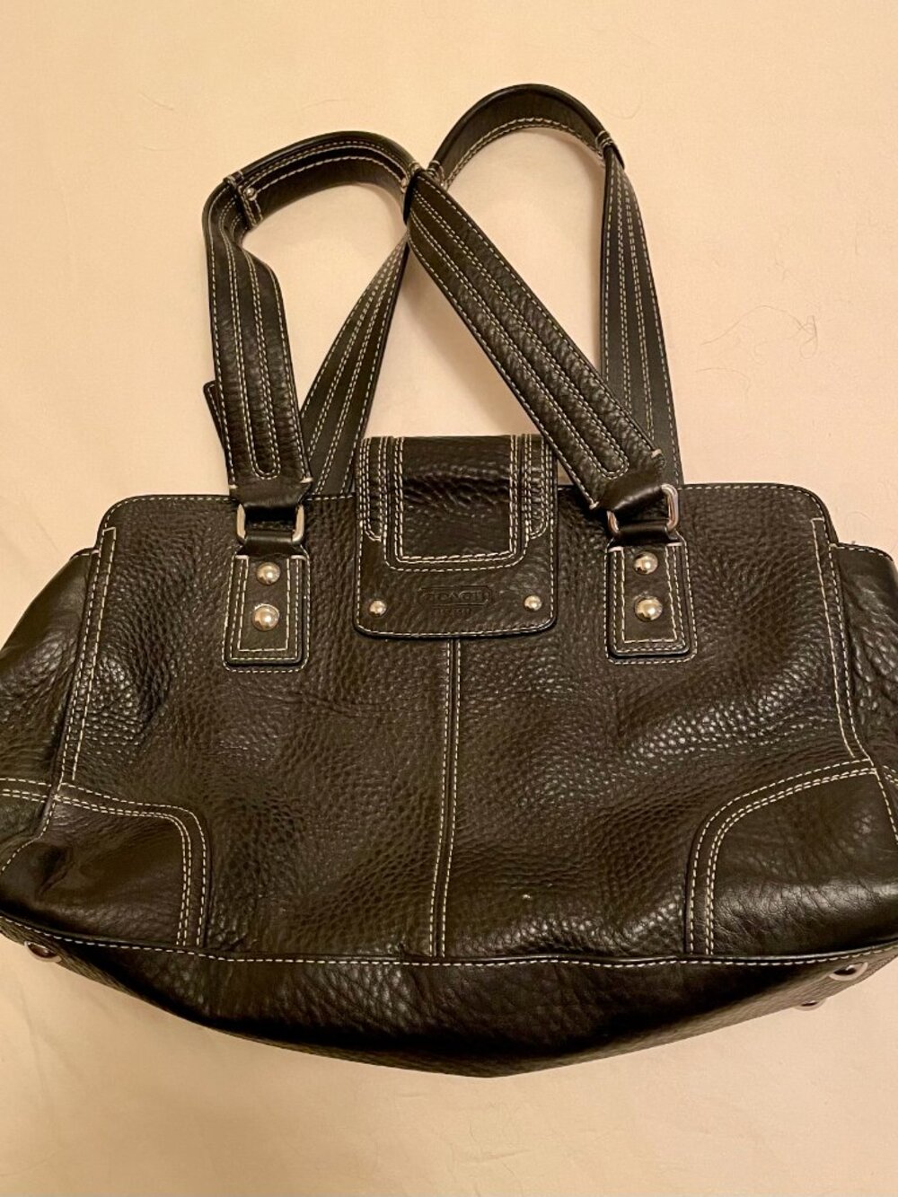 Coach Hampton F13961 Pebbled Leather Satchel Handbag - Picture 8 of 8